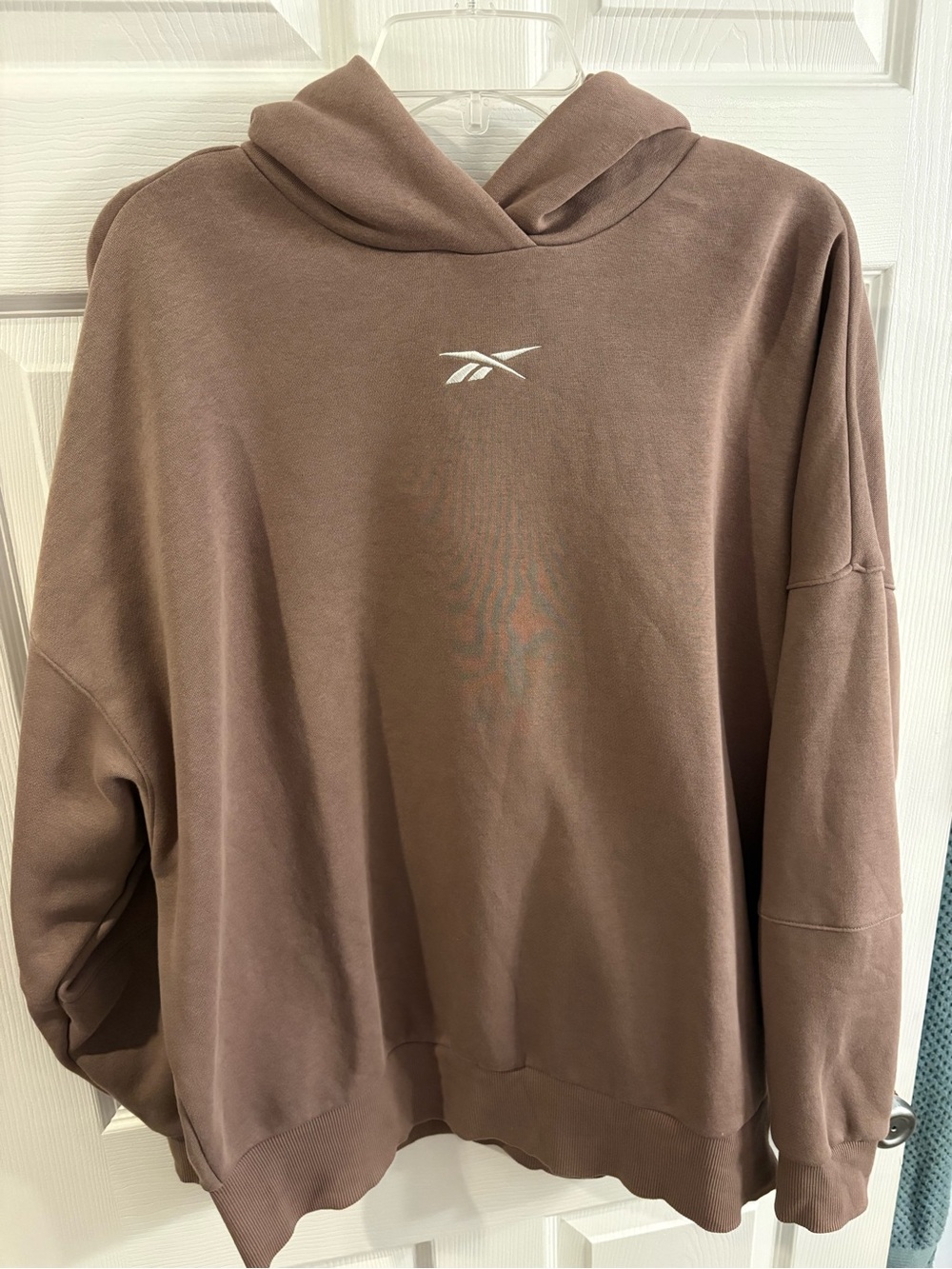 Reebok Men's Brown Crewneck Hoodie with White Logo
